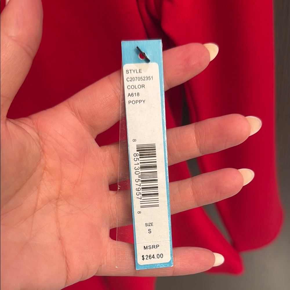 Alice + Olivia Red Long Sleeve Peplum Blouse - Picture 7 of 16